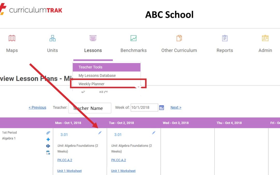 New! Update Lessons from the Weekly Planner